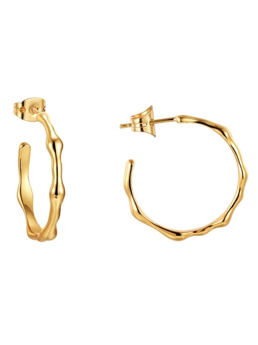 Gold magma Earrings Brass Smooth  Geometric Minimalist Hoop Earring