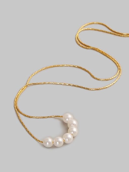 A TEEM Titanium Steel Imitation Pearl Heart Minimalist Necklace