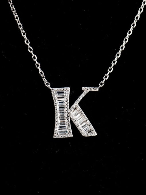 K 925 Sterling Silver Cubic Zirconia Letter Dainty Necklace