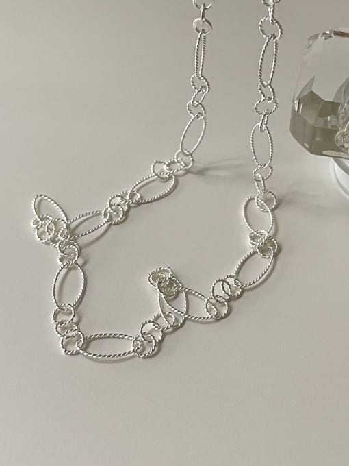 Boomer Cat 925 Sterling Silver Geometric Minimalist Hollow Chain Necklace 0