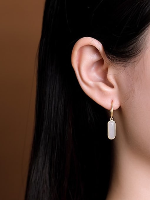 DEER 925 Sterling Silver Carnelian Geometric Minimalist Hook Earring 1