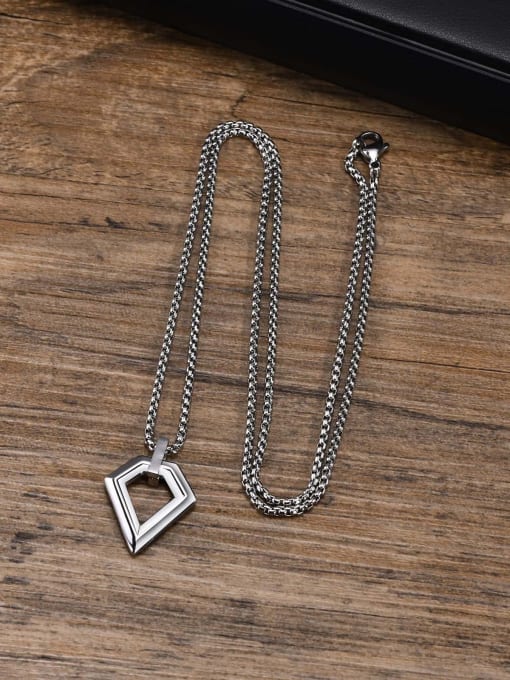 Steel pendant + chain 60cm 【 PN 1847 】 Stainless steel Hip Hop Geometric Pendant