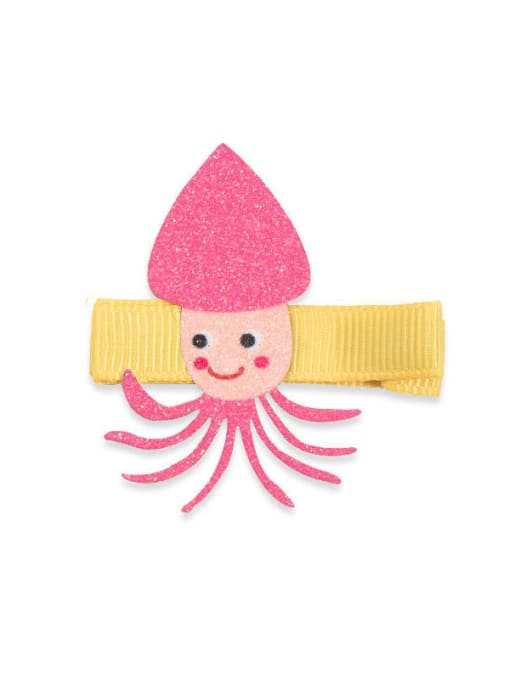 4 cute little Octopus Alloy Fabric Cute Icon Multi Color Hair Barrette