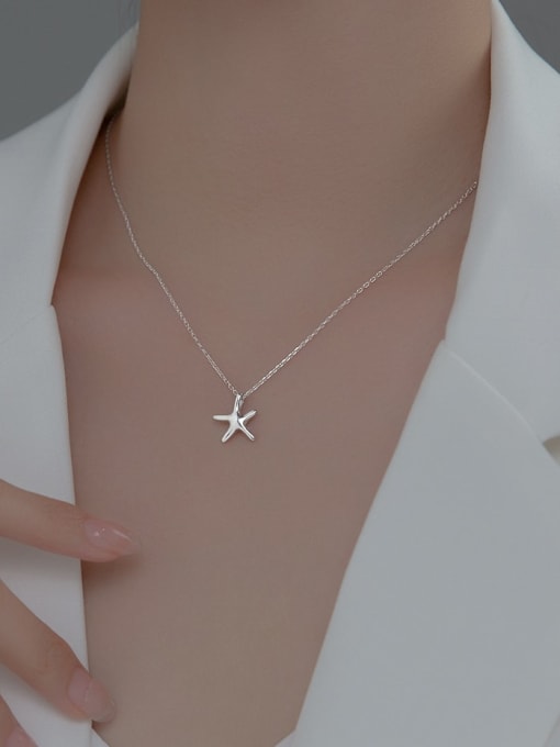 Rosh 925 Sterling Silver Minimalist Sea Star  Pendant Necklace 3
