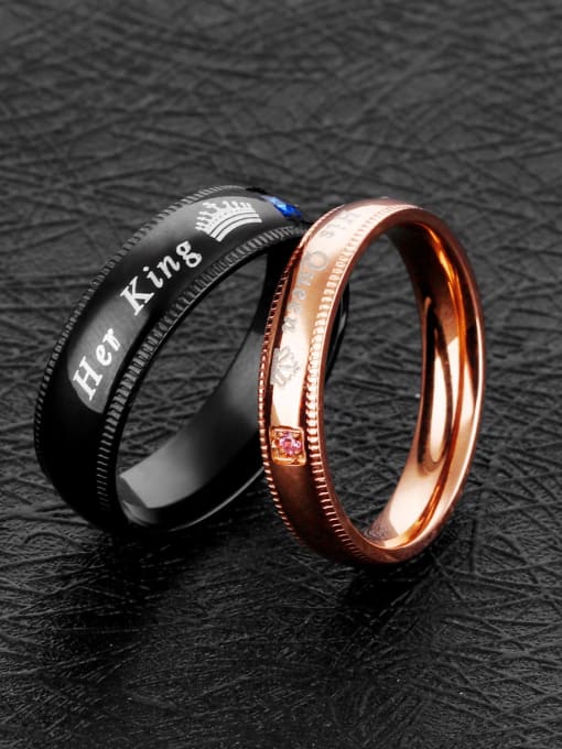 Open Sky Titanium Letter Minimalist Couple Ring