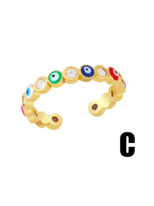 C (color) Brass Enamel Heart Minimalist Band Ring