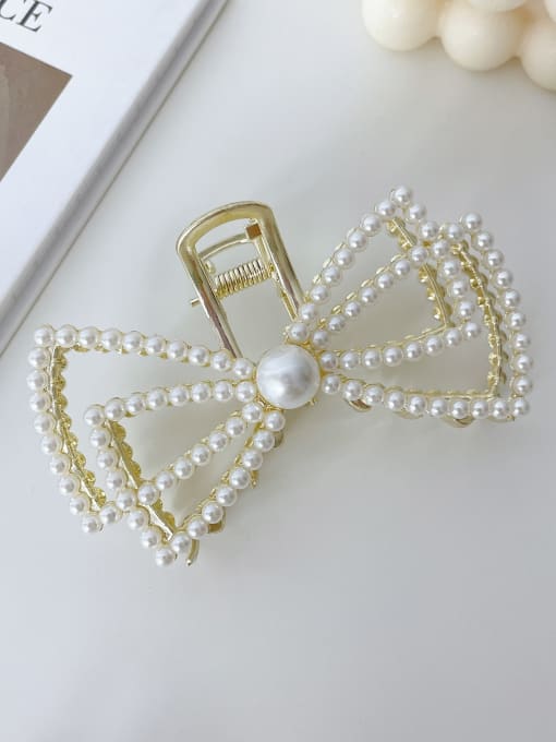 Bow Pearl 9.5cm Alloy Imitation Pearl  Minimalist Butterfly Jaw Hair Claw