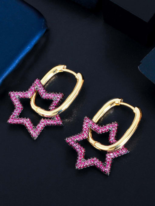 Hexagonal star Brass Cubic Zirconia Geometric Luxury Stud Earring