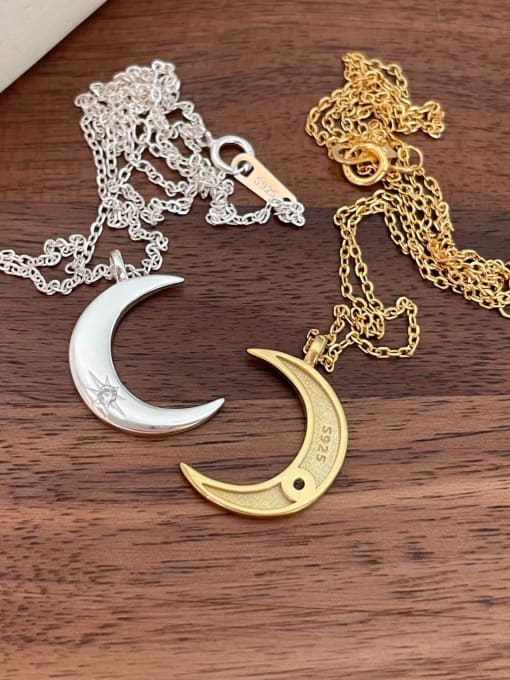 Boomer Cat 925 Sterling Silver Moon Minimalist Necklace 3