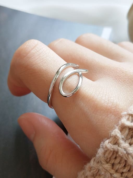 Boomer Cat 925 Sterling Silver  Minimalist  Curve Free Size Ring 1