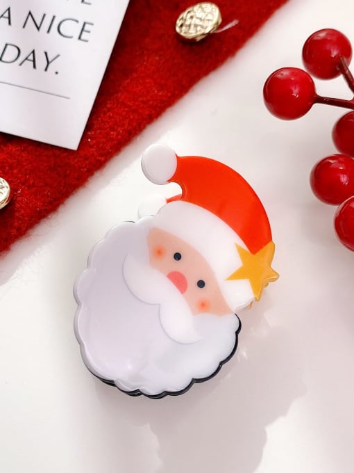 Star Santa Claus 6.7cm Acrylic Cute Christmas Seris Alloy Multi Color Jaw Hair Claw