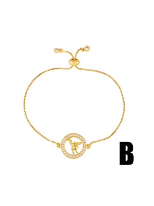 B Brass Cubic Zirconia Religious Vintage Link Bracelet