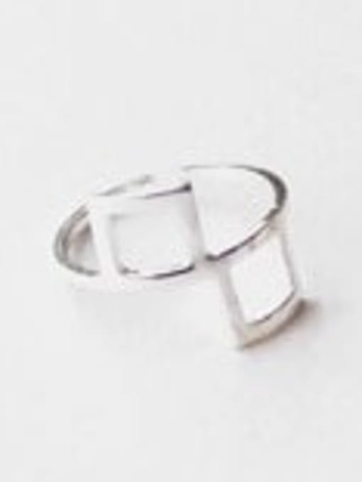 J273 double square ring 925 Sterling Silver Geometric Minimalist Midi Ring