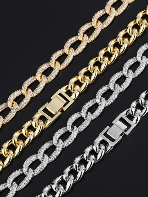 ROSS Brass Cubic Zirconia Luxury Geometric Bracelet and Necklace Set 2