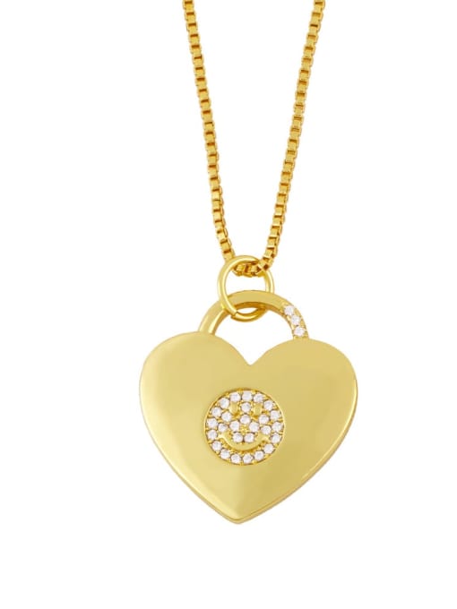 A Brass Rhinestone Heart Minimalist Necklace