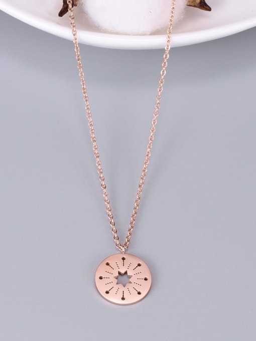 Rose Gold Titanium Hollow Round Minimalist Choker Necklace