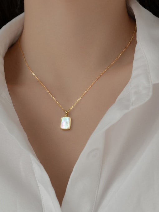 Rosh 925 Sterling Silver Rectangle Minimalist Necklace 1