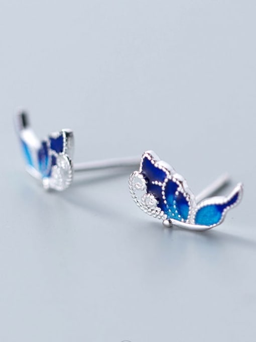 Rosh 925 Sterling Silver Enamel Butterfly Cute Stud Earring 2