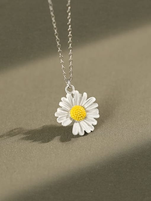 DAKA 925 Sterling Silver Enamel Flower Minimalist Necklace 0