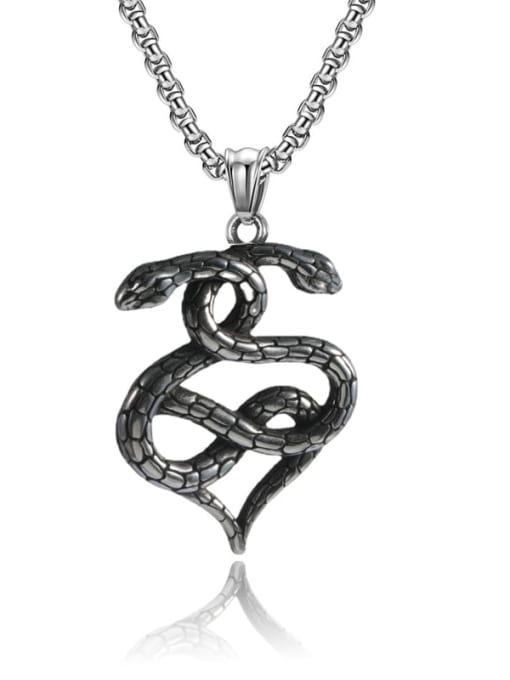 Cross Pendant (with chain 60cm) Titanium Steel Snake Snake Hip Hop Necklace