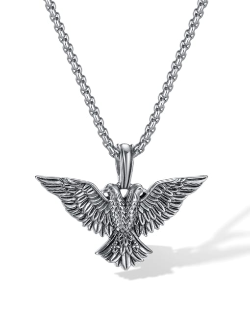 GX2362 Steel Color Single Pendant Stainless steel Owl Hip Hop Necklace