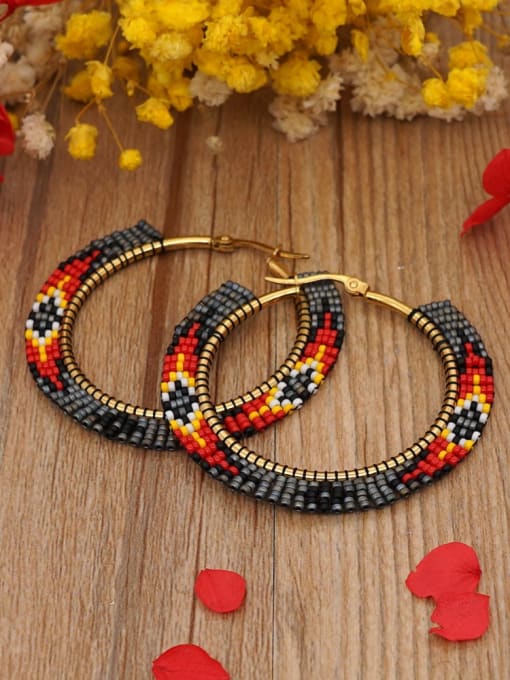 MMBEADS Miyuki Millet Bead Multi Color Geometric Bohemia handmade Weave Hoop Earring 2