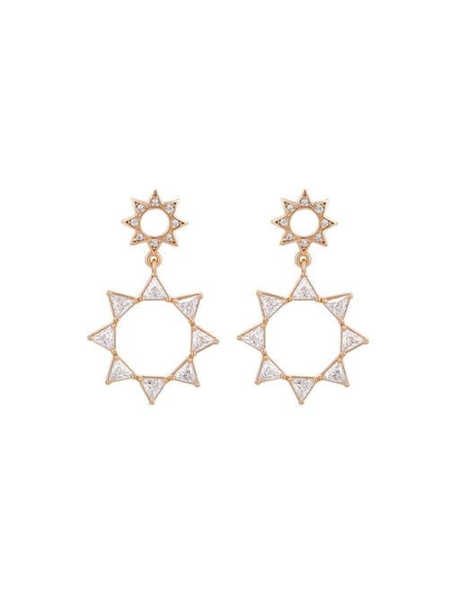 18K gold plating Alloy Cubic Zirconia White Star Dainty Drop Earring