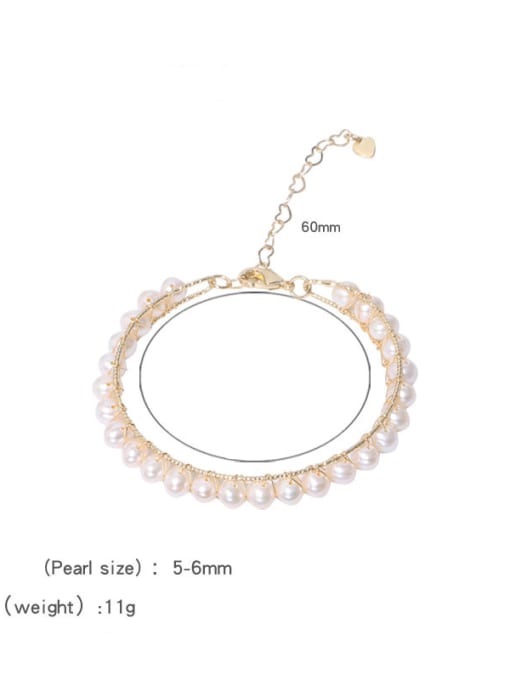 Freshwater pearl bracelet Brass Freshwater Pearl Round Minimalist Beaded Bracelet