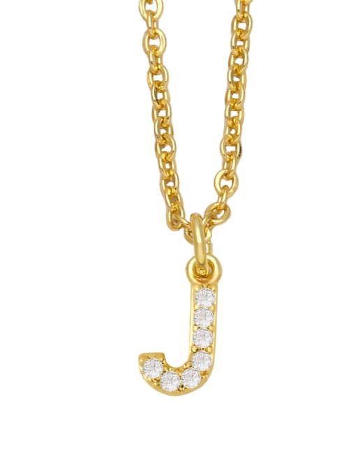 J Brass Cubic Zirconia Letter Vintage Necklace