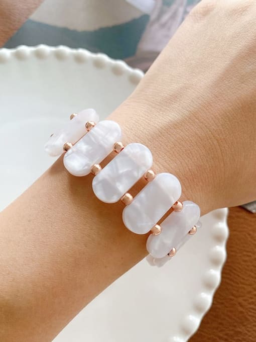 Milky white Cellulose Acetate Geometric Trend Bracelet