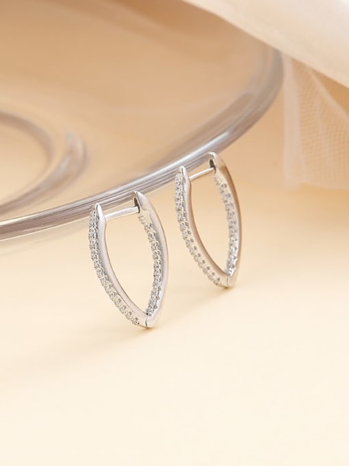 ES2400 platinum 925 Sterling Silver Cubic Zirconia Geometric Minimalist Huggie Earring