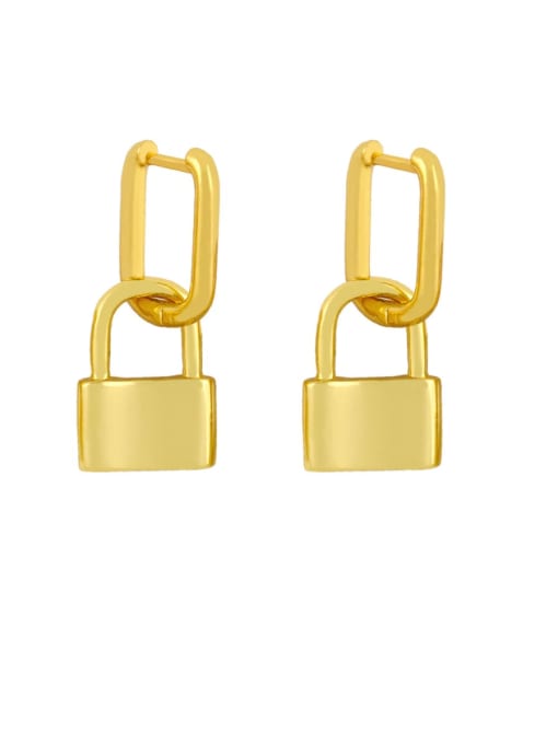 lock Brass Locket Minimalist Huggie Earring