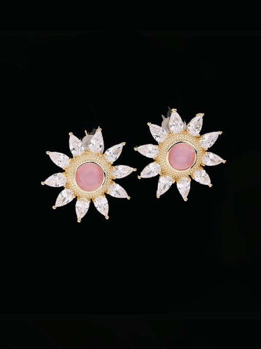 Luxu Brass Cubic Zirconia Sun Flower Luxury Cluster Earring 0