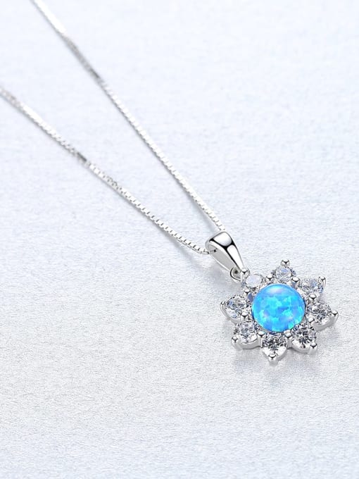 CCUI 925 Sterling Silver Simple Opal Inlaid Zircon Sun Flower  Necklace 3