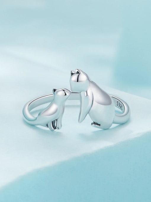 Jare 925 Sterling Silver Icon Cat Cute Band Ring 4