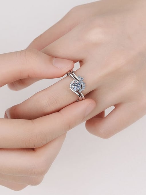 MOISS Sterling Silver Moissanite  Irregular Dainty Engagement Rings 1