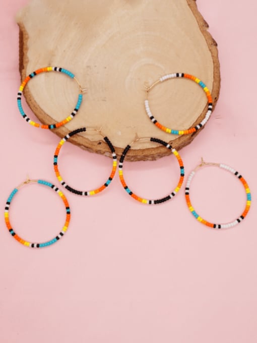 Roxi Multi Color Miyuki Millet Bead  Geometric Bohemia  Handmade Beaded Hoop Earring 1