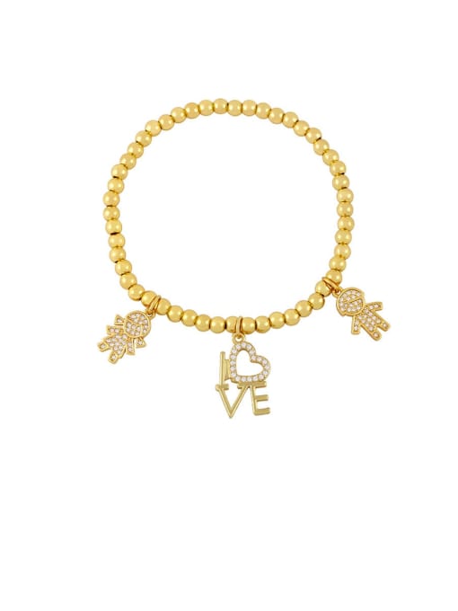 C Brass Cubic Zirconia Star Vintage Beaded Bracelet