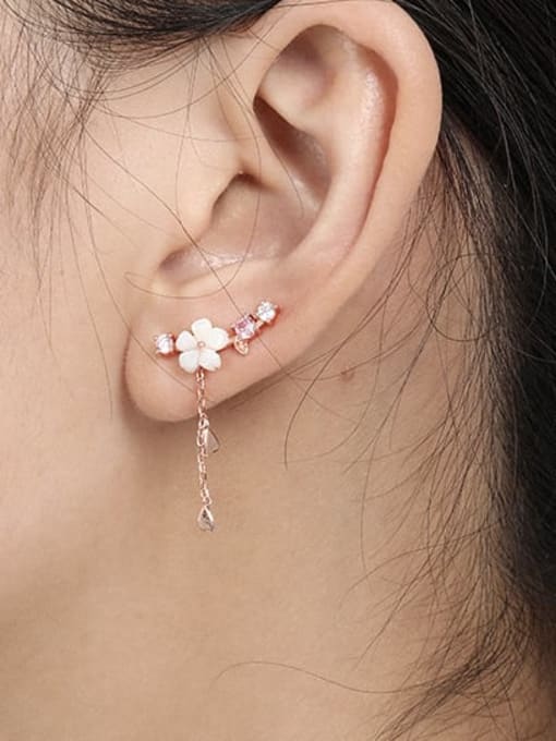 DAKA 925 Sterling Silver Shell Flower Minimalist Drop Earring 1