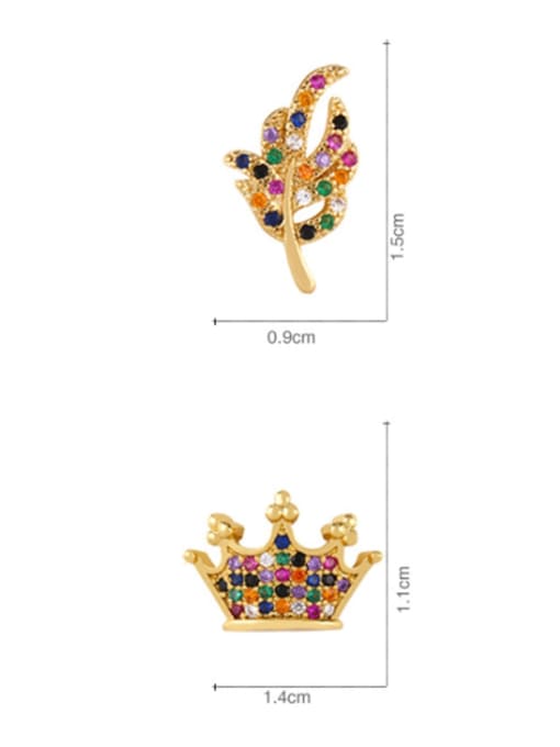 CC Brass Cubic Zirconia Crown Ethnic Stud Earring 3
