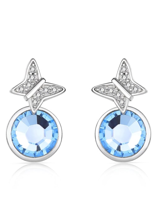 JYEH 006 (Sky Blue) 925 Sterling Silver Austrian Crystal Butterfly Classic Stud Earring