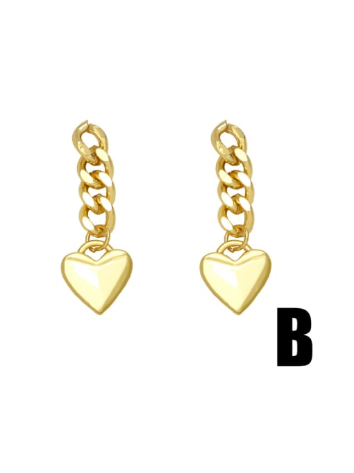 B Brass Heart Minimalist Cross Hook Earring