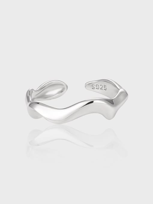 DAKA 925 Sterling Silver Irregular Minimalist Band Ring 3