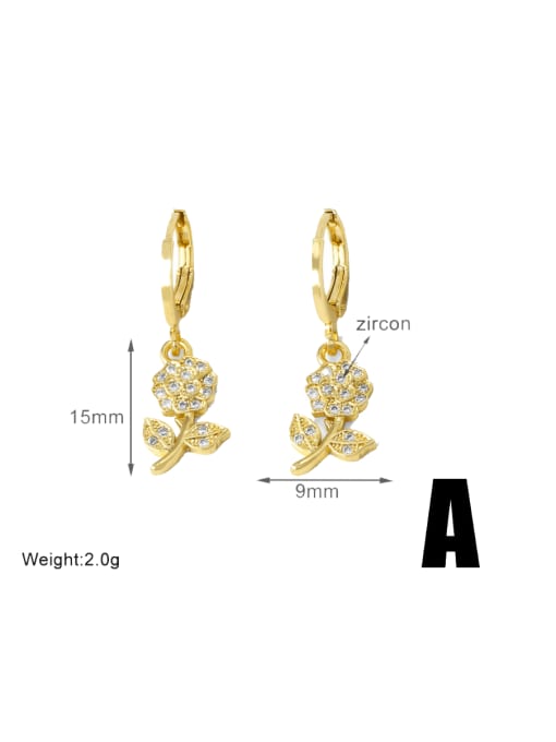 A Brass Cubic Zirconia Flower Minimalist Huggie Earring