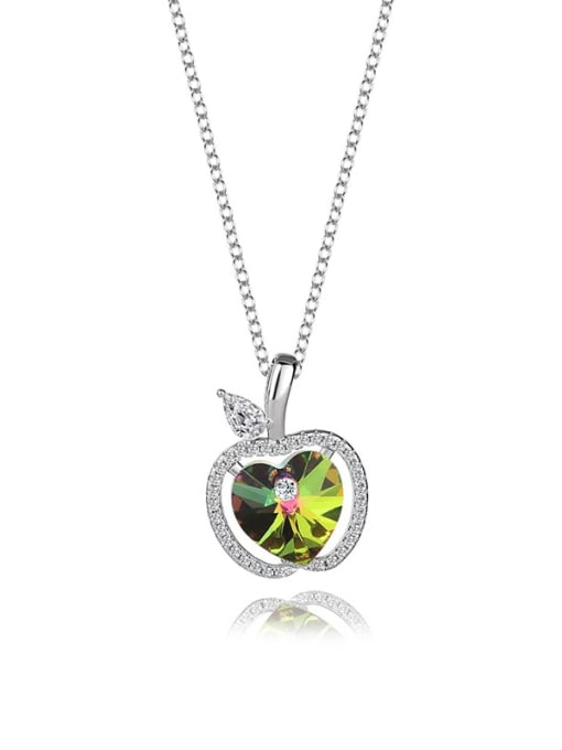 JYXZ 010 (gradient green) 925 Sterling Silver Austrian Crystal Heart Classic Necklace