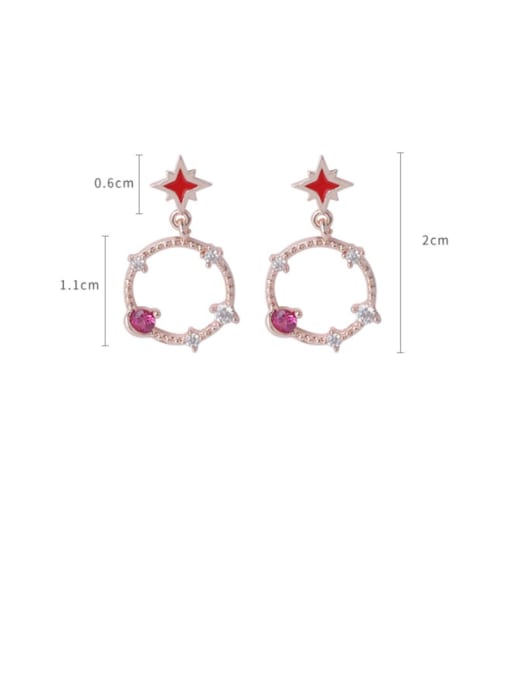 Girlhood Zinc Alloy Cubic Zirconia Multi Color Star Minimalist Drop Earrings 2