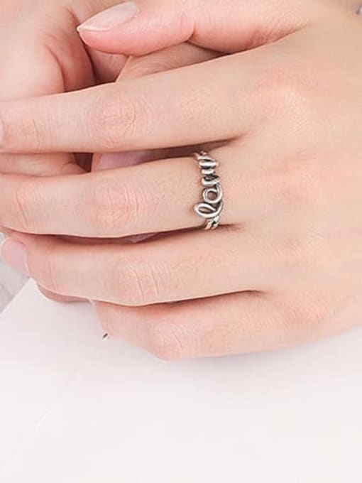 HAHN 925 Sterling Silver Hollow Letter Love Vintage Midi Ring 1