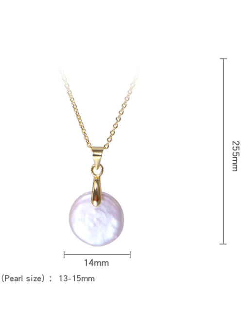 RAIN Brass Freshwater Pearl Geometric Minimalist Buttons Pendant Necklace 3