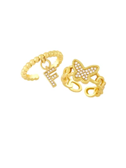 CC Brass Cubic Zirconia Letter Trend Band Ring 0