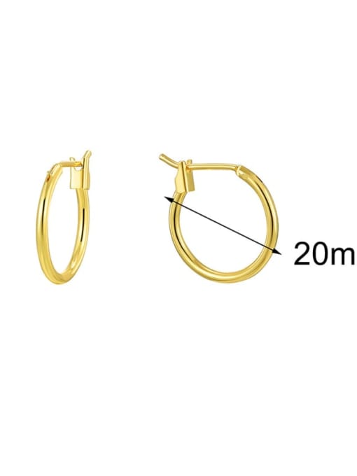 Gold round earrings 20mm Brass Geometric Minimalist Hoop Earring